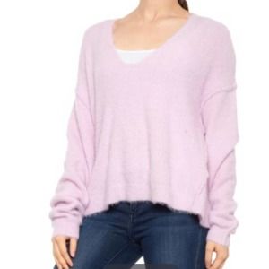 Free People Princess V-neck Fluffy Pink Sweater Size XS